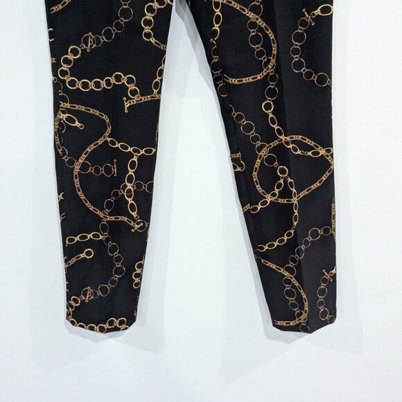Zara Chain Link Print Pants Black Gold Size 6 - Picture 4 of 8